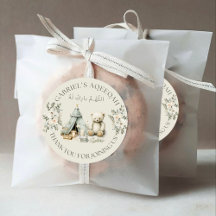 Floral border and Teddy Aqeeqah Favour Sticker 