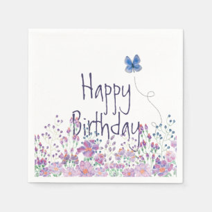 Floral Border Birthday Party Napkin