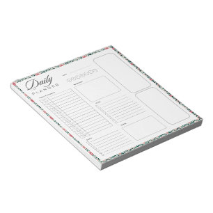 Floral border blank universal daily planner sheet notepad