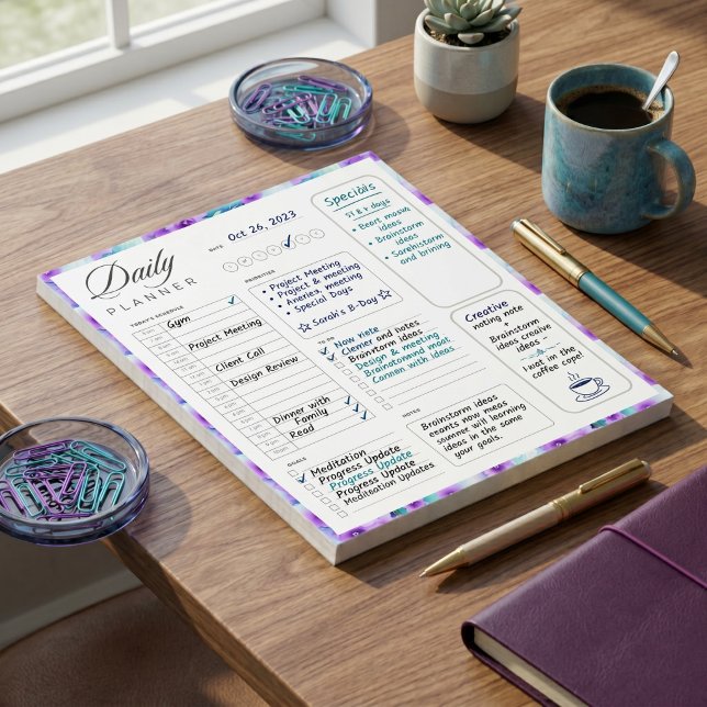 Floral border blank universal daily planner sheet notepad (Creator Uploaded)