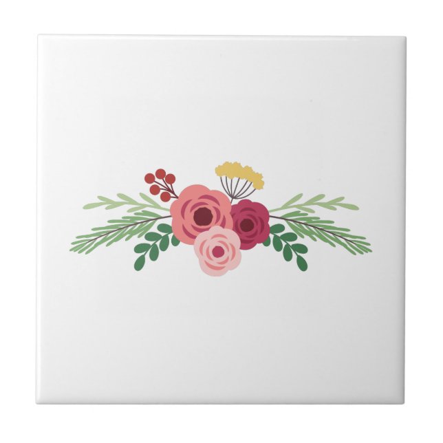 Floral Border Ceramic Tile (Front)