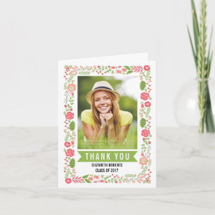 Floral border class of 2017 graduation Thank You