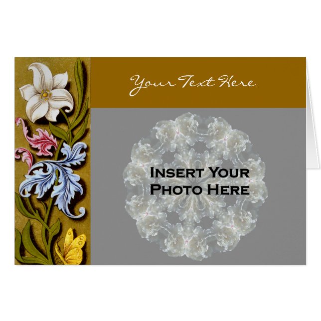 Floral Border Design Photo Card (Front Horizontal)