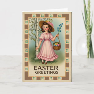 Floral Border Easter Greetings Card