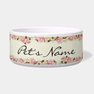Floral Border Personalised Cat or Dog Bowl