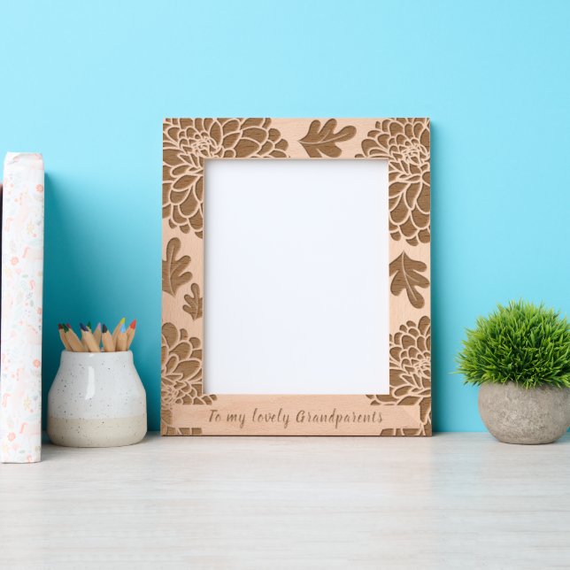 Floral Border Personalised Text Laser Etched Frames (Front)