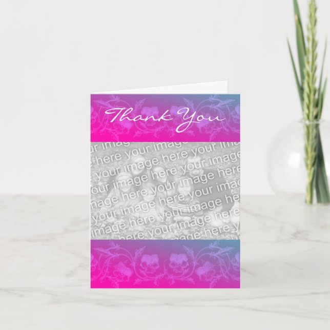 Floral Border Personalised Thank You Photo Card (Front)