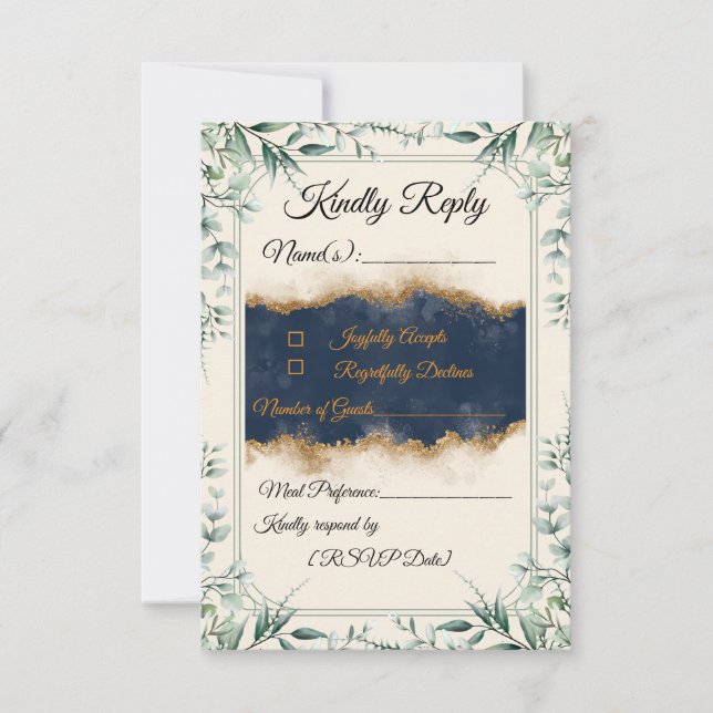 Floral Border RSVP Card | Elegant White Wedding  (Front)