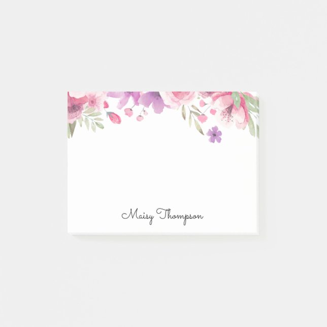 Floral Border Script Name Post-it Notes (Front)