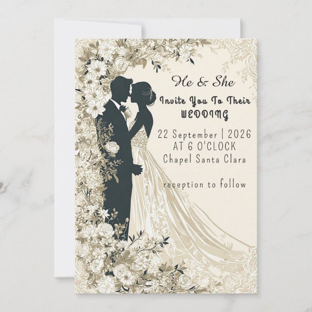 🌸 Floral Border Silhouette Ceremony Design 🌸 Invitation (Front)