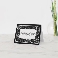 Floral Border Thinking of You,  Black & White