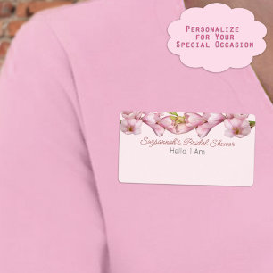 Floral Border Top Shower Paper Label Name Tag