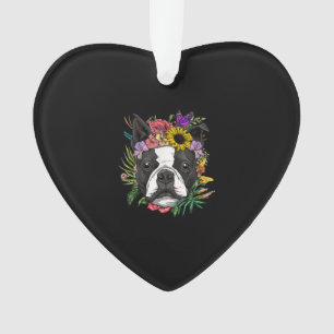 Floral Boston Terrier Dog Spring Nature Dog Lovers Ornament