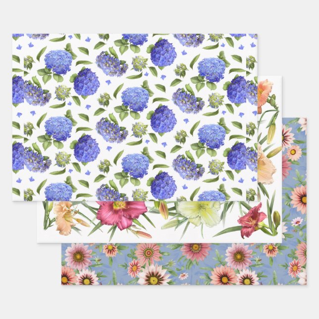 Floral Botanical Art Pattern Wrapping Paper Sheet (Set)