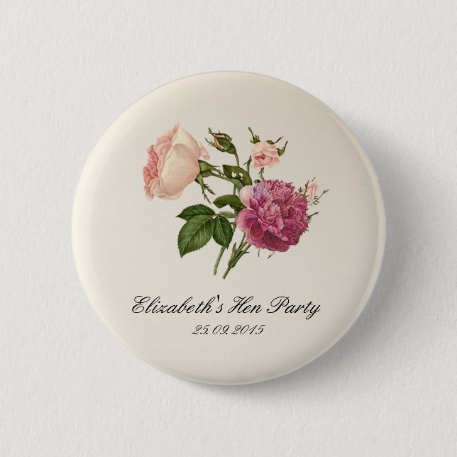 Floral Botanical Bachelorette Party Badges (Front)