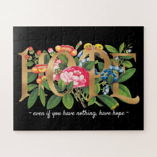 Floral Botanical Black Hope Gold Foil Elegant Jigsaw Puzzle