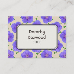 Floral Botanical Blue Geranium Customisable Business Card