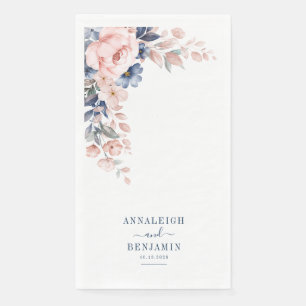 Floral Botanical Blue Greenery Wedding Napkin
