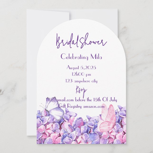 floral botanical bridal shower invitation (Front)