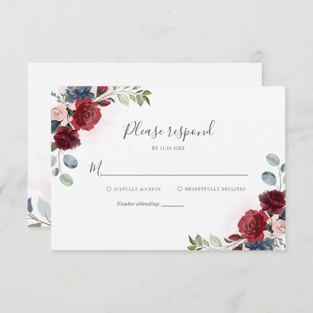 Floral Botanical Bridal Shower RSVP Card (Front/Back)