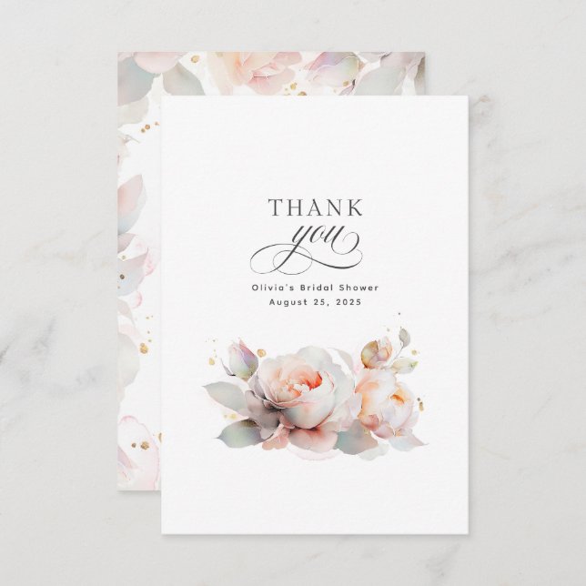 Floral Botanical Bridal Shower Thank You (Front/Back)