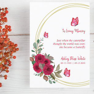 Floral Botanical Butterflies Funeral Dear Ones Invitation