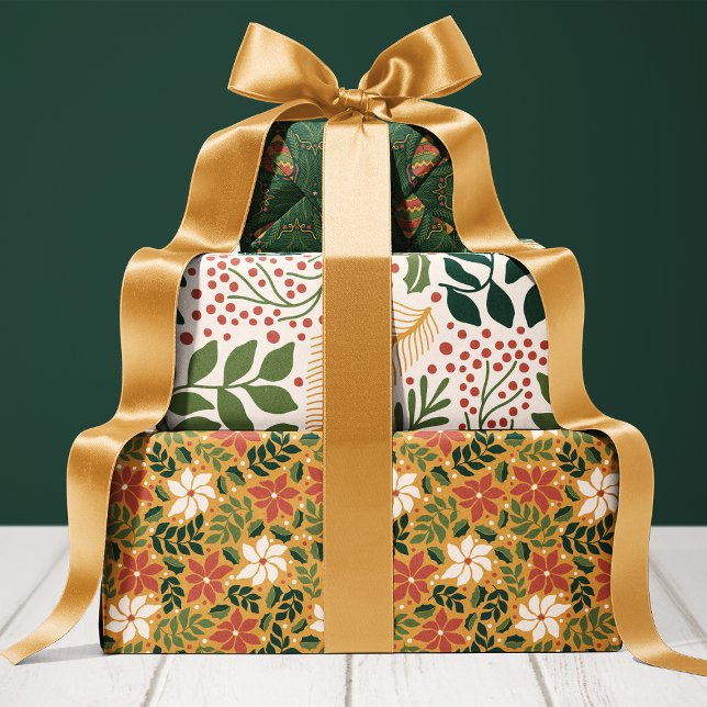 Floral Botanical Christmas Wrapping Paper Sheet (Creator Uploaded)