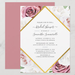 Floral Botanical Elegant Script Bridal Shower Invitation