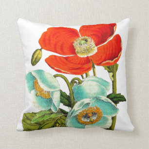 Floral Botanical Flowers Poppies Throw Pillow