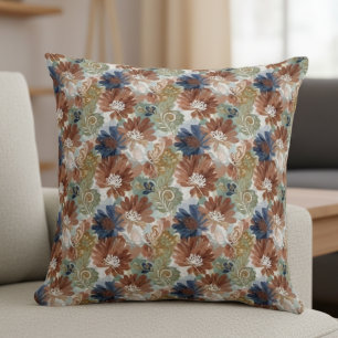 Floral Botanical Garden Earthy Wildflower Decor Cushion
