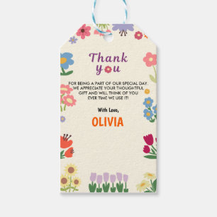 Floral Botanical Girl Birthday 5th Thank You Gift Tags