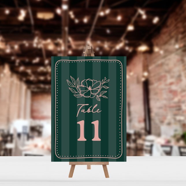 Floral Botanical Green Stripe Wedding Invitation (Creator Uploaded)