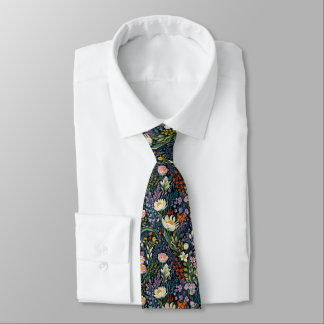 Floral botanical illustration tie