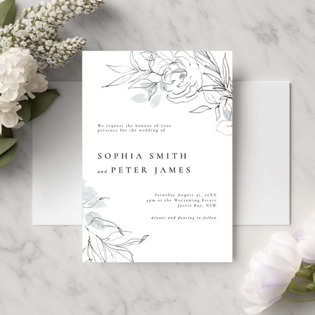 Floral Botanical Illustration Wedding Invitation (Creator Uploaded)