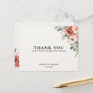 Floral Botanical Lash Beauty Salon Thank You Card