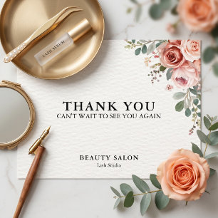 Floral Botanical Lash Beauty Salon Thank You Card