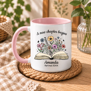 Floral Botanical Open Book Coworker Retirement Mug