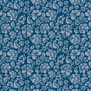 Floral Botanical Pattern Blue White Home Living  Ceramic Tile