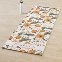 Floral Botanical Pattern Golden Green Custom Name