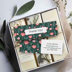 Floral Botanical Pattern Green Order Thank You Mini Business Card
