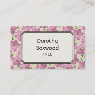 Floral Botanical Pink Geranium Customisable Business Card
