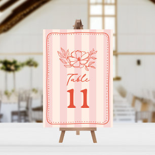 Floral Botanical Pink Stripe Wedding Invitation