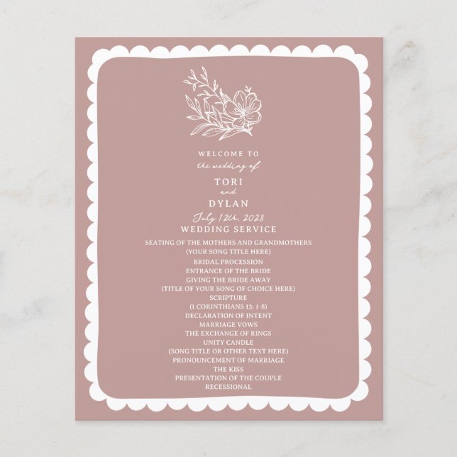 Floral Botanical Pink Wedding (Front)