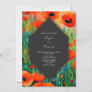 Floral Botanical Poppy Wedding Invitation