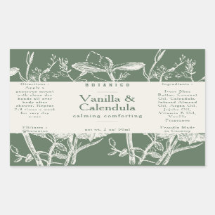 Floral Botanical Sage Green Soap Serum Product Rectangular Sticker