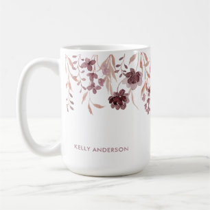Floral Botanical Trendy Foliage Monogrammed Coffee Mug