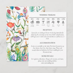 Floral Botanical Vibrant Wedding Timeline Details Enclosure Card