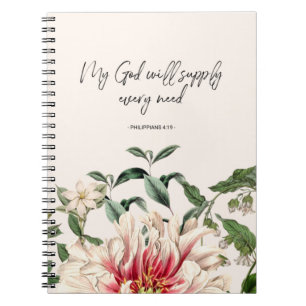 Floral Botanical Watercolor Faith Notebook