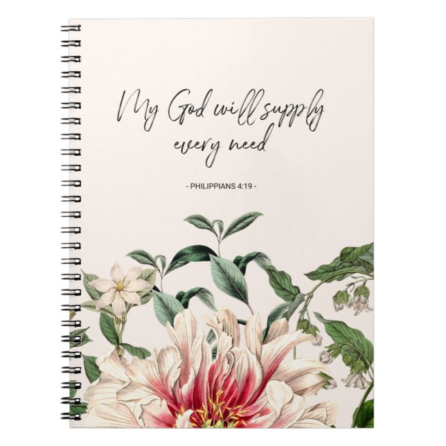 Floral Botanical Watercolor Faith Notebook (Front)