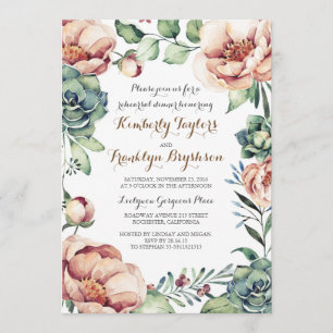 Floral Botanical Watercolor Fall Rehearsal Dinner Invitation